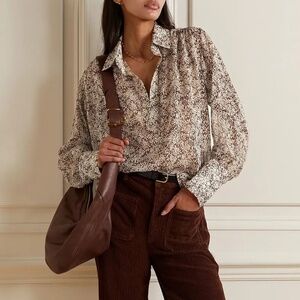 Nili Lotan Colleen silk popover blouse New